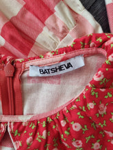 Load image into Gallery viewer, Batsheva Red Gingham Midi Prairie Floral Ruffle Collar Cotton Dress 8
