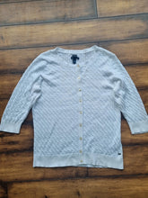 Load image into Gallery viewer, Tommy Hilfiger White Cable Knit Cotton 3/4 Sleeve Ladies Cardigan XXL
