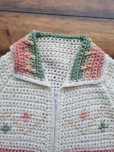 Load image into Gallery viewer, Handknit Vintage Crochet Knit Chunky Woollen Zipup Cardigan L
