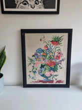 Load image into Gallery viewer, Large Vintage Crossstitch Tapestry Flowers in Vase
