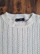 Load image into Gallery viewer, Mango Cream Knitted Crochet Style Round Neck Jumper S
