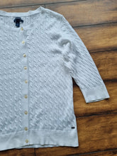 Load image into Gallery viewer, Tommy Hilfiger White Cable Knit Cotton 3/4 Sleeve Ladies Cardigan XXL
