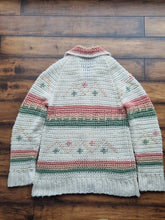 Load image into Gallery viewer, Handknit Vintage Crochet Knit Chunky Woollen Zipup Cardigan L
