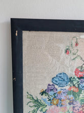 Load image into Gallery viewer, Large Vintage Crossstitch Tapestry Flowers in Vase
