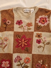 Load image into Gallery viewer, Vintage Boho Patchwork Style Floral Embroidered Ladies Knitted Jumper L
