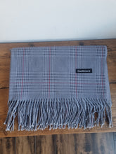 Load image into Gallery viewer, Large Light Blue Cashmere Scarf or Shawl with Fringes
