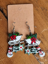 Load image into Gallery viewer, Vintage Handpainted Sleigh with Charms Earrings

