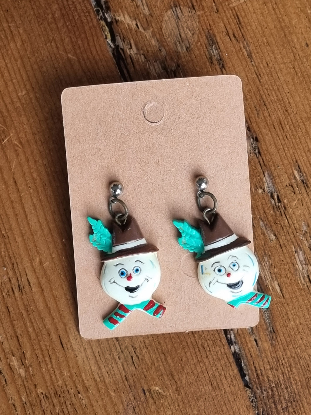 Vintage Tophat Snowmen Earrings