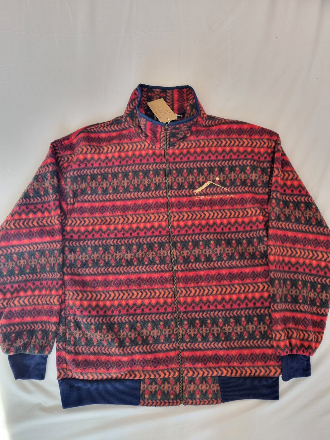 Glacier National Park Patterned Vintage Fleece L