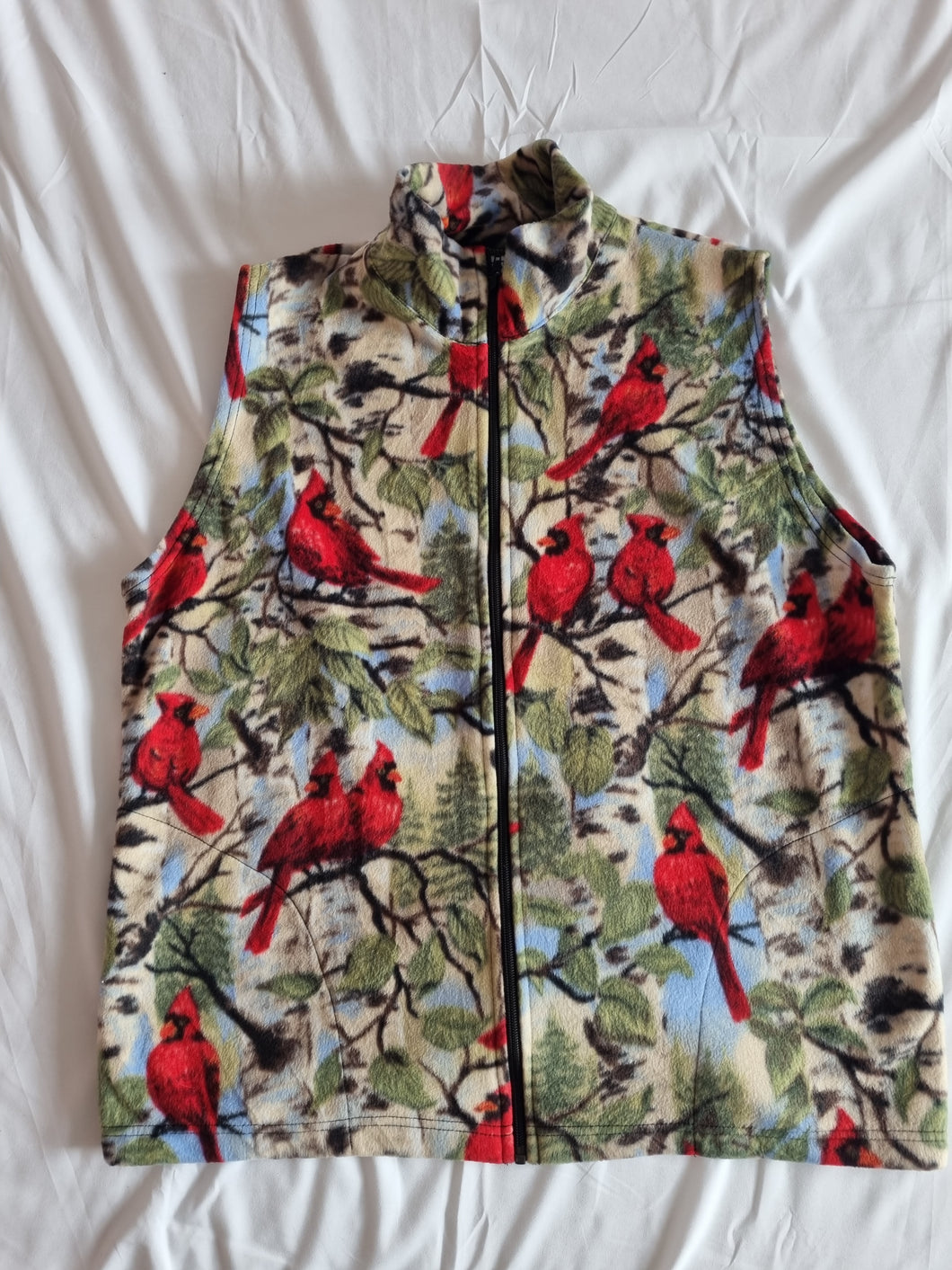 Red Cardinal Bird Vintage Fleece L