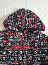 Load image into Gallery viewer, Christmassy Deer red/black hooded Vintage fleece M/L
