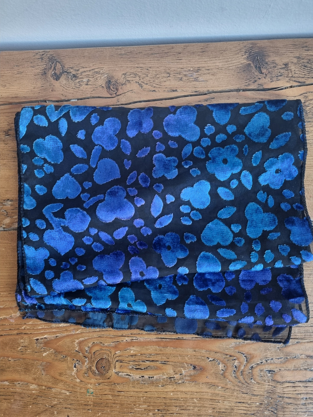 Devore Ombre Blue Velvet Sheer Dress Scarf