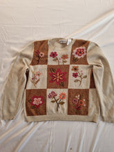 Load image into Gallery viewer, Vintage Boho Patchwork Style Floral Embroidered Ladies Knitted Jumper L

