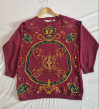Load image into Gallery viewer, Vintage Purple Heavily Embroidered Ladies Jumper 14/16
