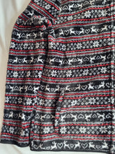 Load image into Gallery viewer, Christmassy Deer red/black hooded Vintage fleece M/L

