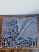 Load image into Gallery viewer, Large Light Blue Cashmere Scarf or Shawl with Fringes
