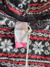 Load image into Gallery viewer, Christmassy Deer red/black hooded Vintage fleece M/L
