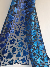 Load image into Gallery viewer, Devore Ombre Blue Velvet Sheer Dress Scarf
