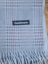 Load image into Gallery viewer, Large Light Blue Cashmere Scarf or Shawl with Fringes
