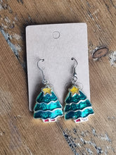 Load image into Gallery viewer, Vintage 3D Tree star Topped Earrings
