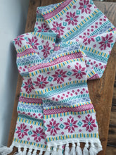 Load image into Gallery viewer, Fair Isle Style Knitted Scarf with Tassles
