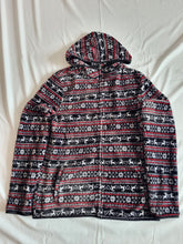 Load image into Gallery viewer, Christmassy Deer red/black hooded Vintage fleece M/L
