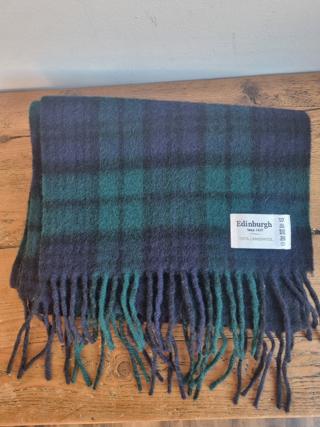 Edinburgh Black Watch 100% Lambswool Tartan Fringed Scarf