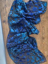 Load image into Gallery viewer, Devore Ombre Blue Velvet Sheer Dress Scarf

