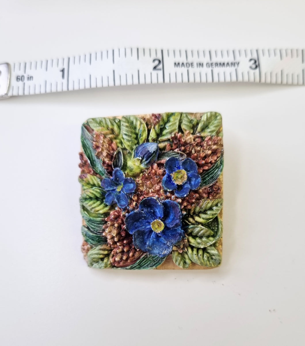 Blue Floral Brooch